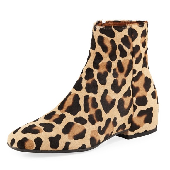 AQUATALIA Italian Ulyssaa Leopard-Print Calf Hair Bootie Ankle Boots Size 6 - Picture 1 of 6